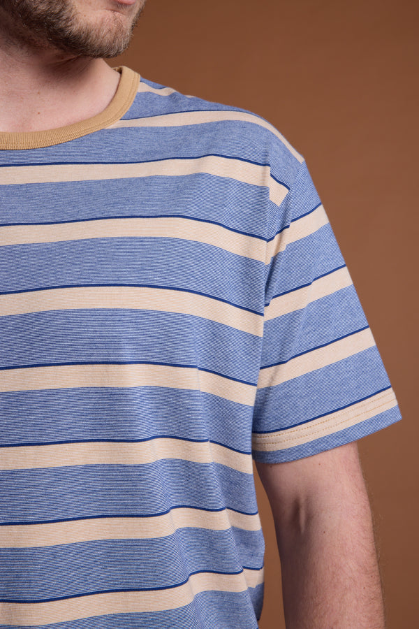 Barkers Chester Stripe Tee in navy, cotton, alternate view