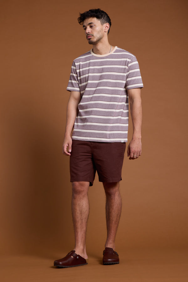 Barkers Chester Stripe Tee in purple, cotton, additional view