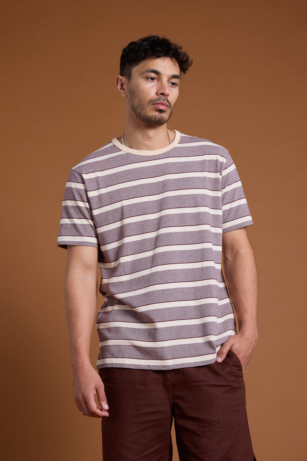 Barkers Chester Stripe Tee in purple, cotton, additional view