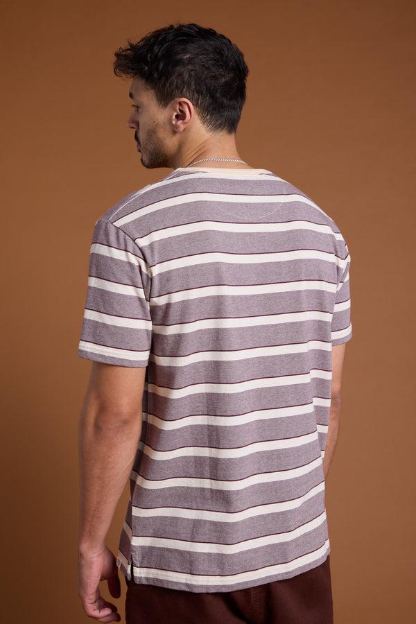 Barkers Chester Stripe Tee in purple, cotton, additional view
