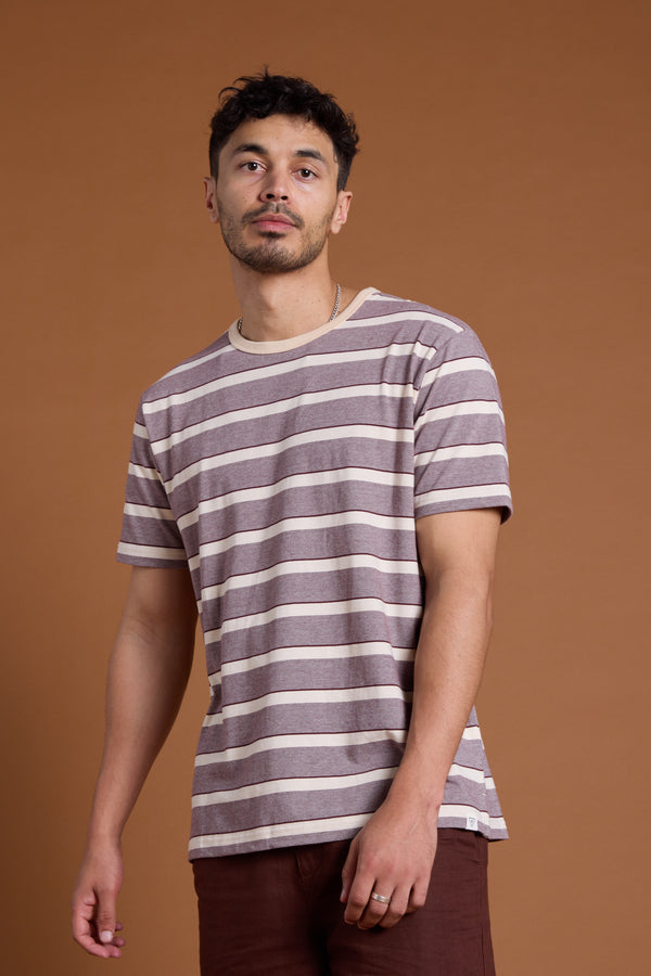 Barkers Chester Stripe Tee in purple, cotton, alternate view