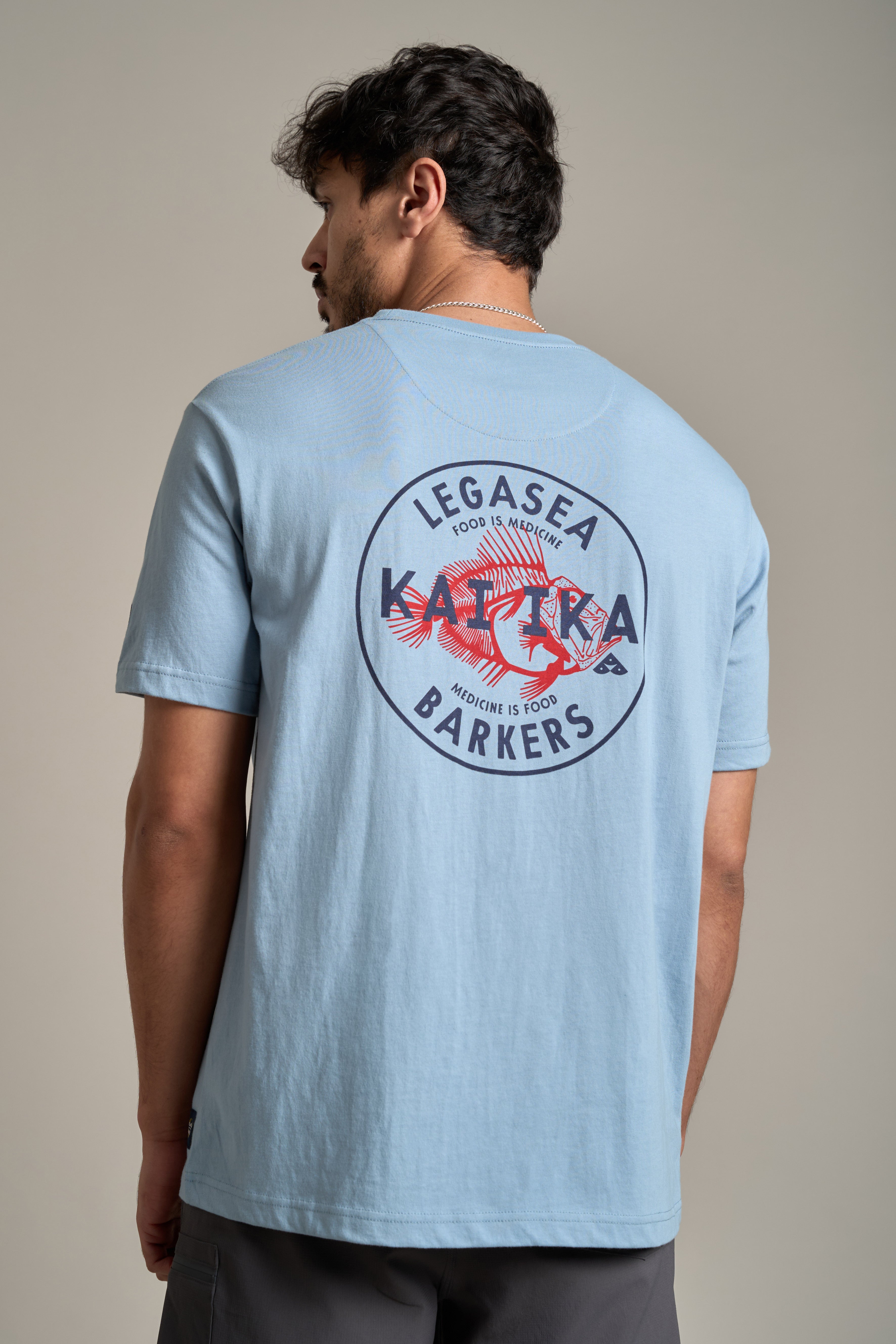 LegaSea Kai Ika Print Tee in blue, regular fit
