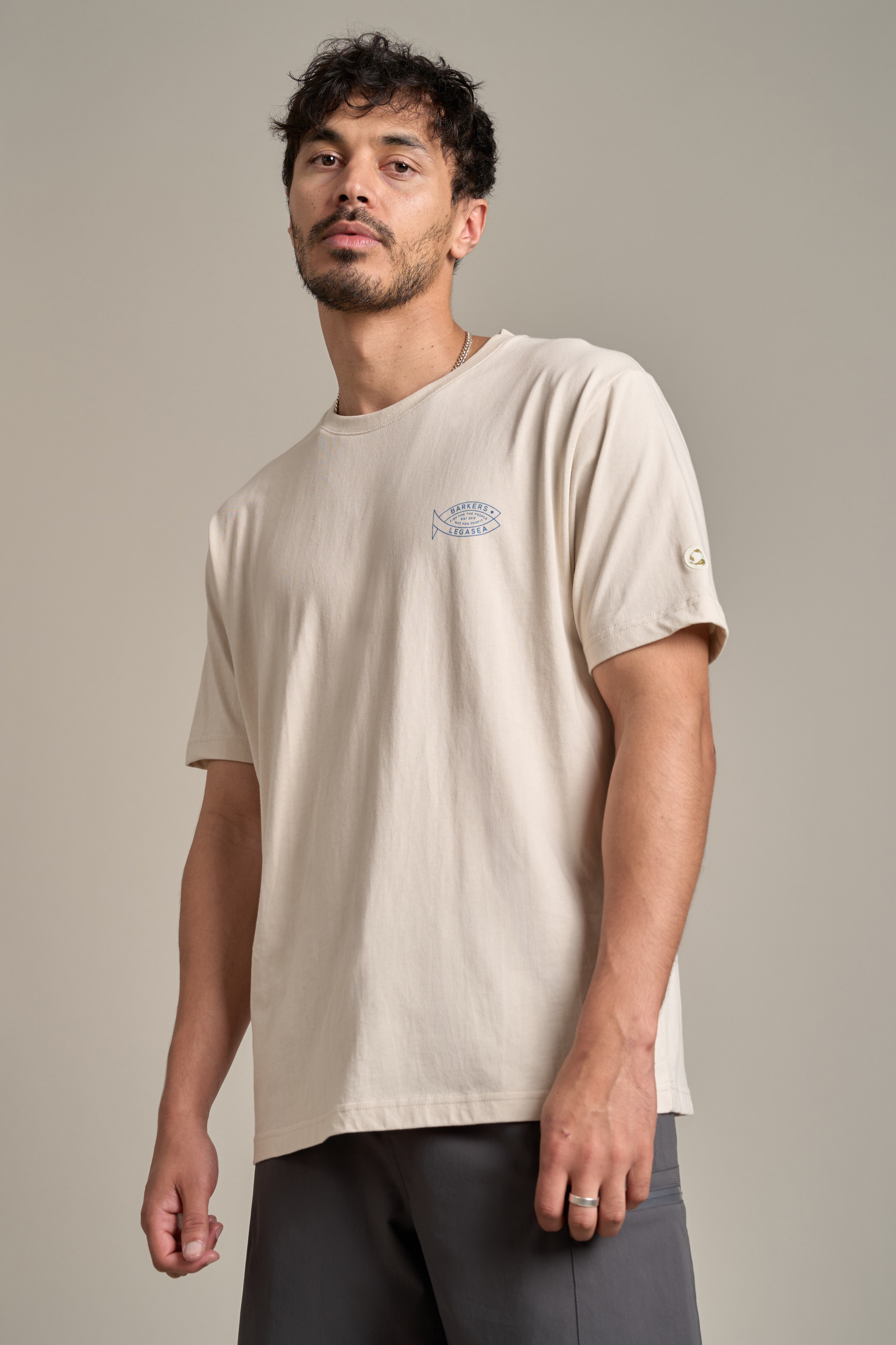 LegaSea Fish For The People Print Tee in ecru, regular fit