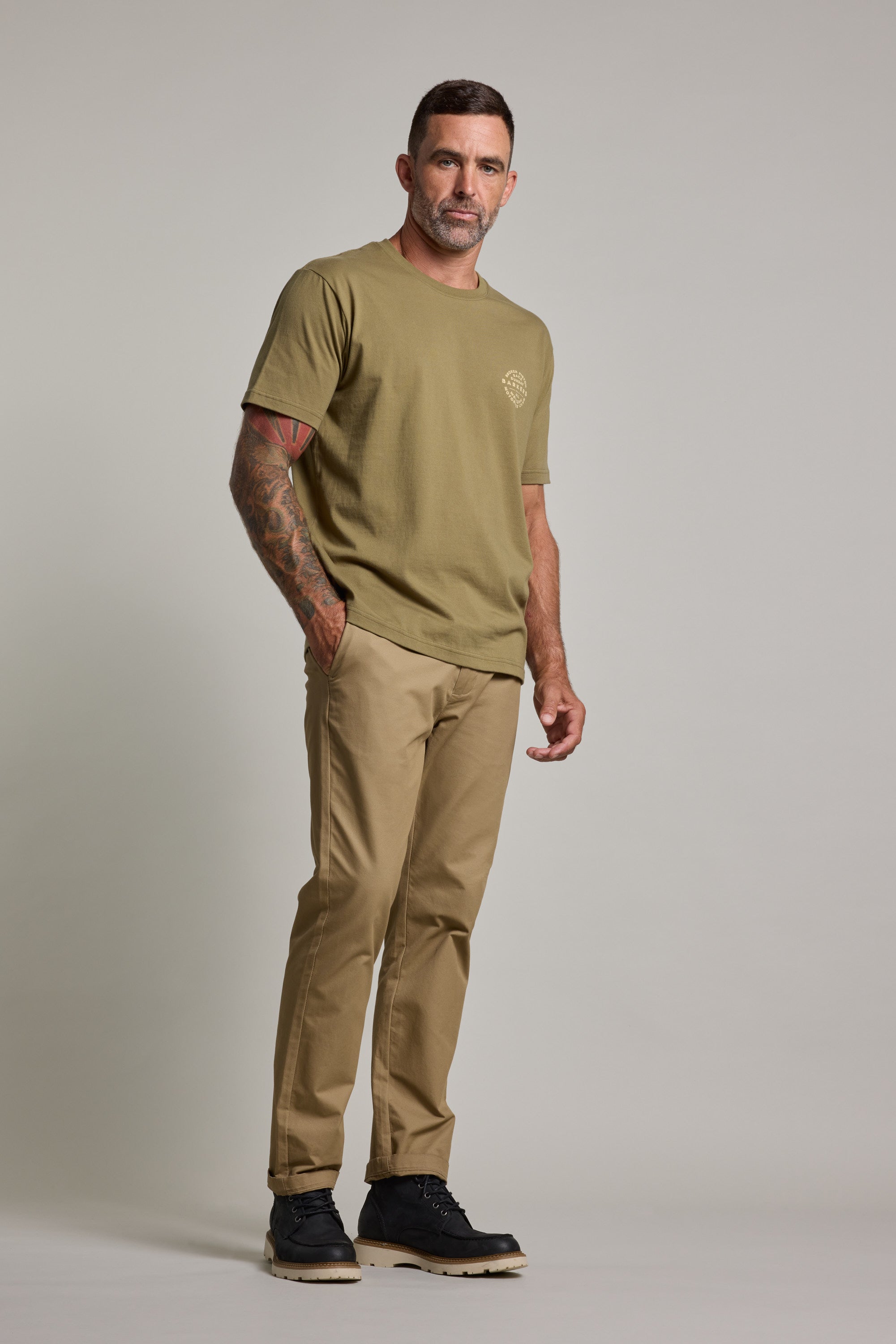Barkers Sunday Club Print Tee in olive, additional view