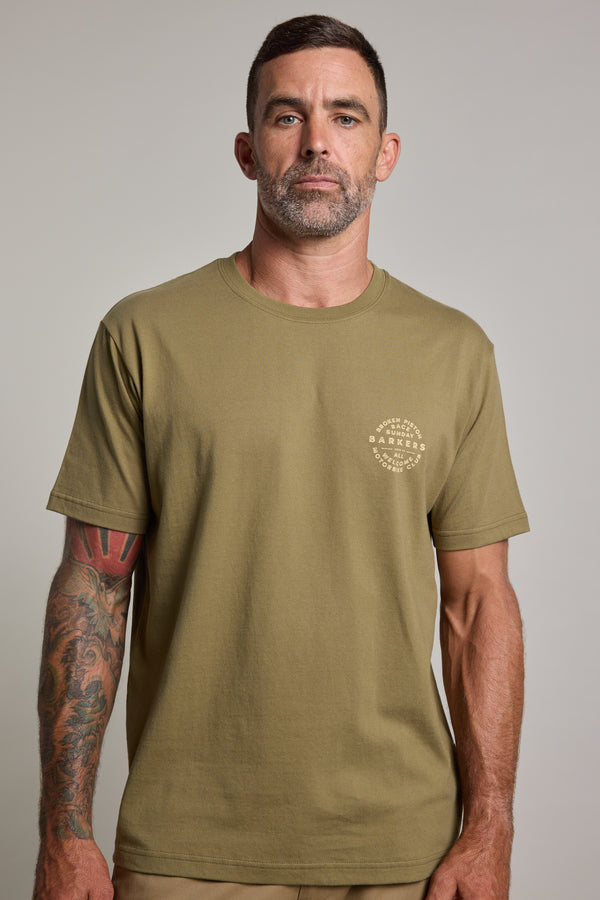 Barkers Sunday Club Print Tee in olive, additional view