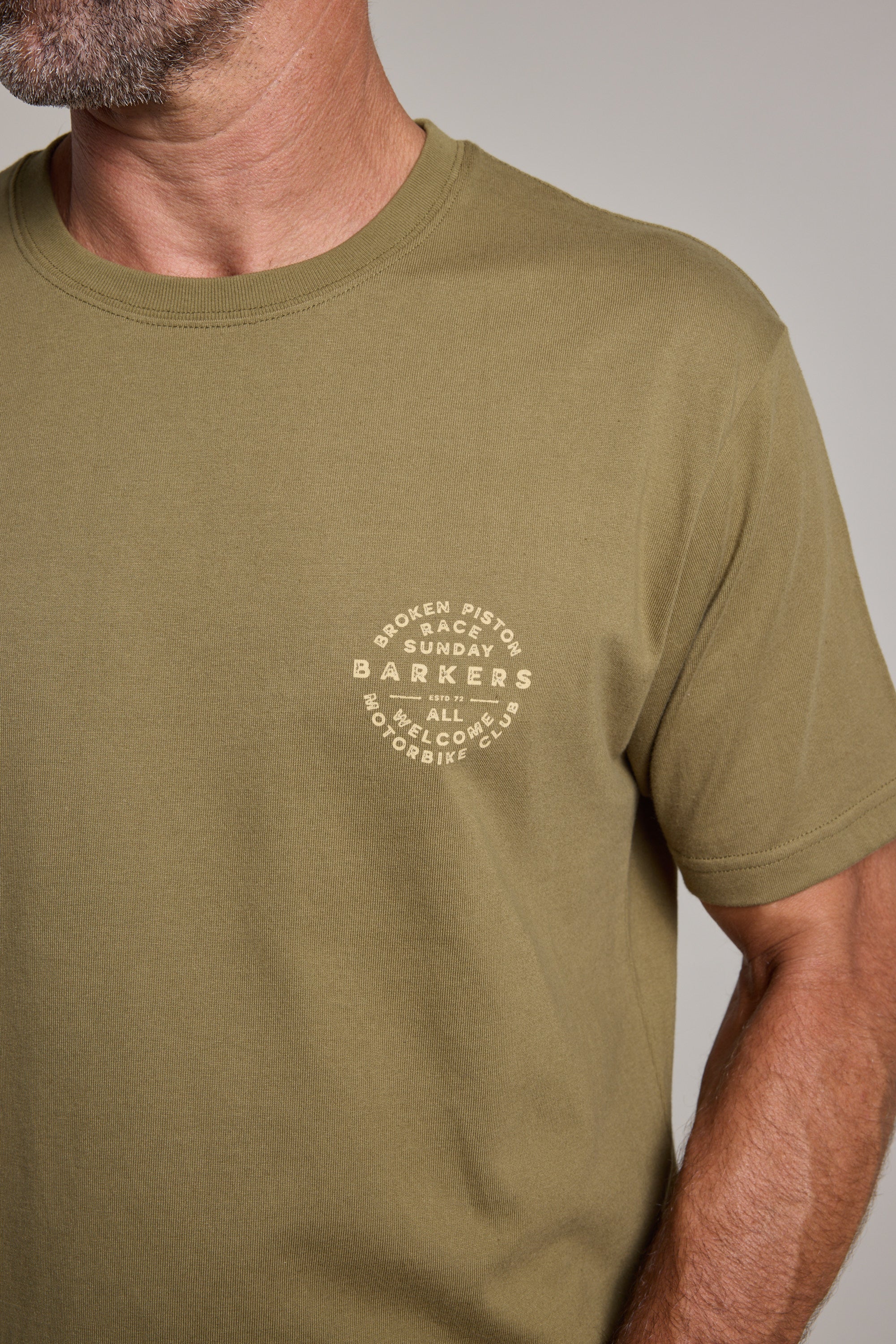Barkers Sunday Club Print Tee in olive, additional view