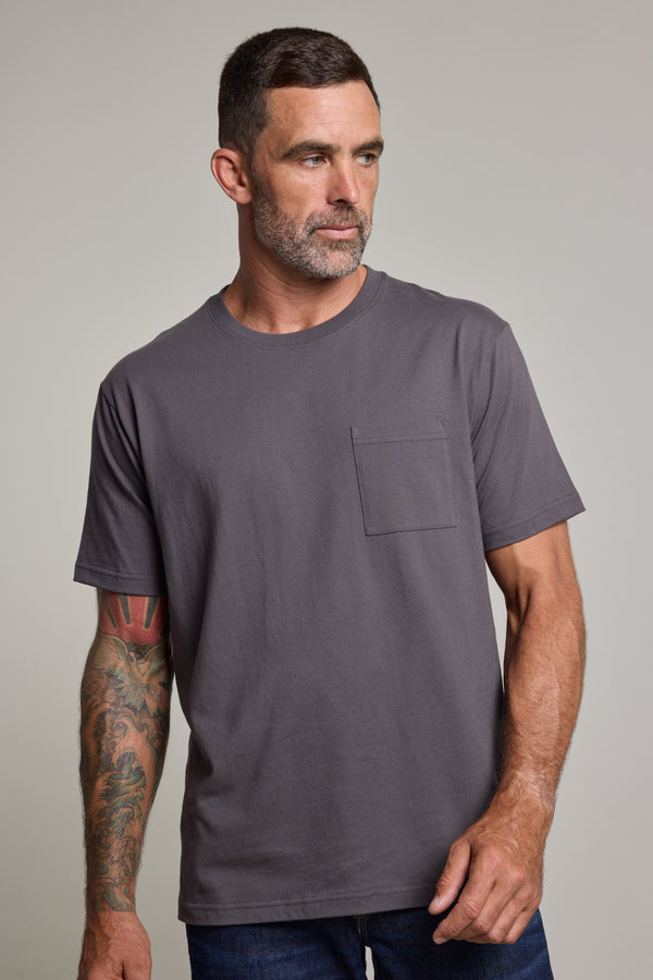 Barkers Racing Hearts Print Tee in charcoal, relaxed fit, alternate view