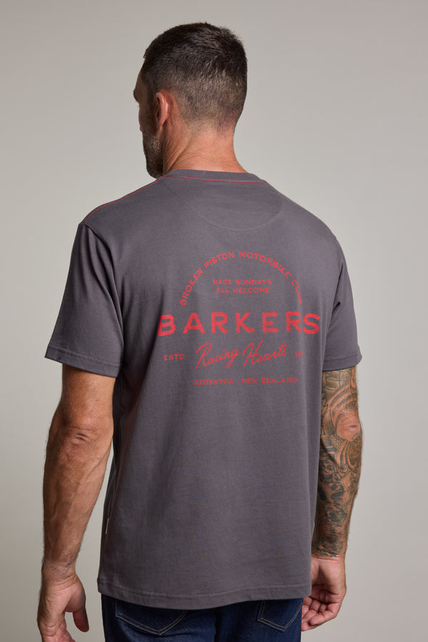 Barkers Racing Hearts Print Tee in charcoal, relaxed fit, additional view
