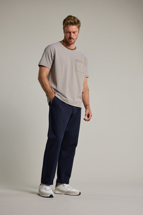 Barkers Arney Stripe Tee in olive, additional view