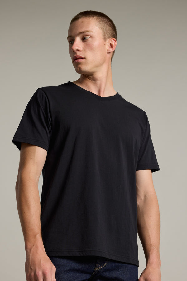 Barkers Organic Cotton V Neck Tee in black, classic fit, alternate view