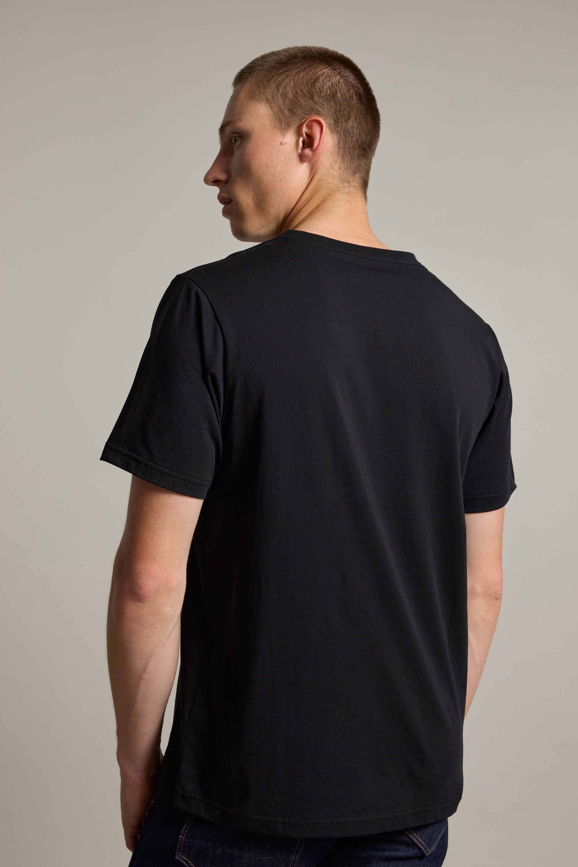 Barkers Organic Cotton V Neck Tee in black, classic fit, additional view