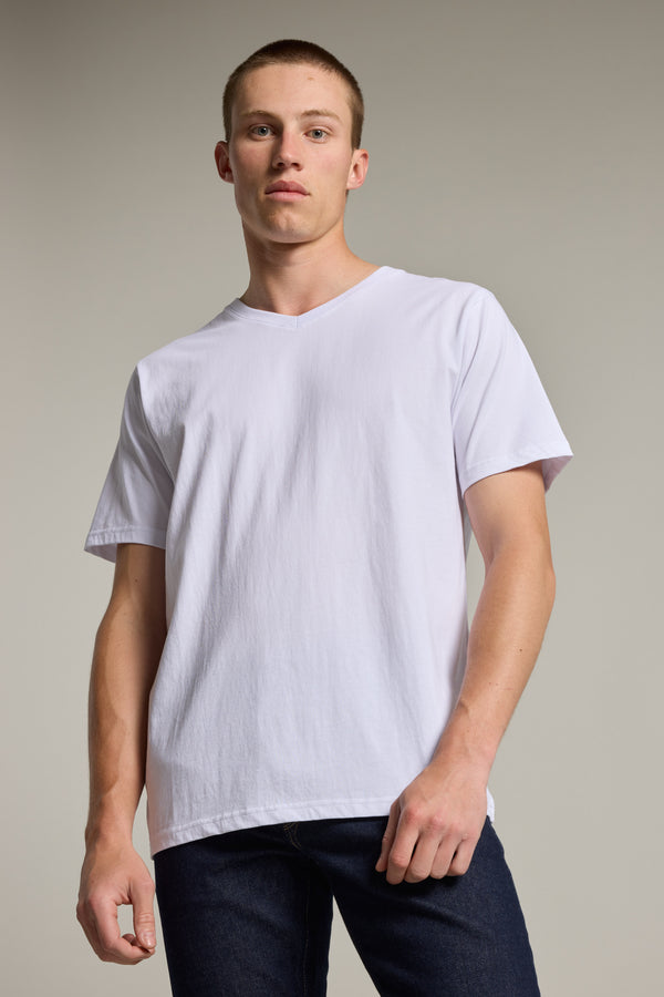 Barkers Organic Cotton V Neck Tee in white, classic fit, alternate view