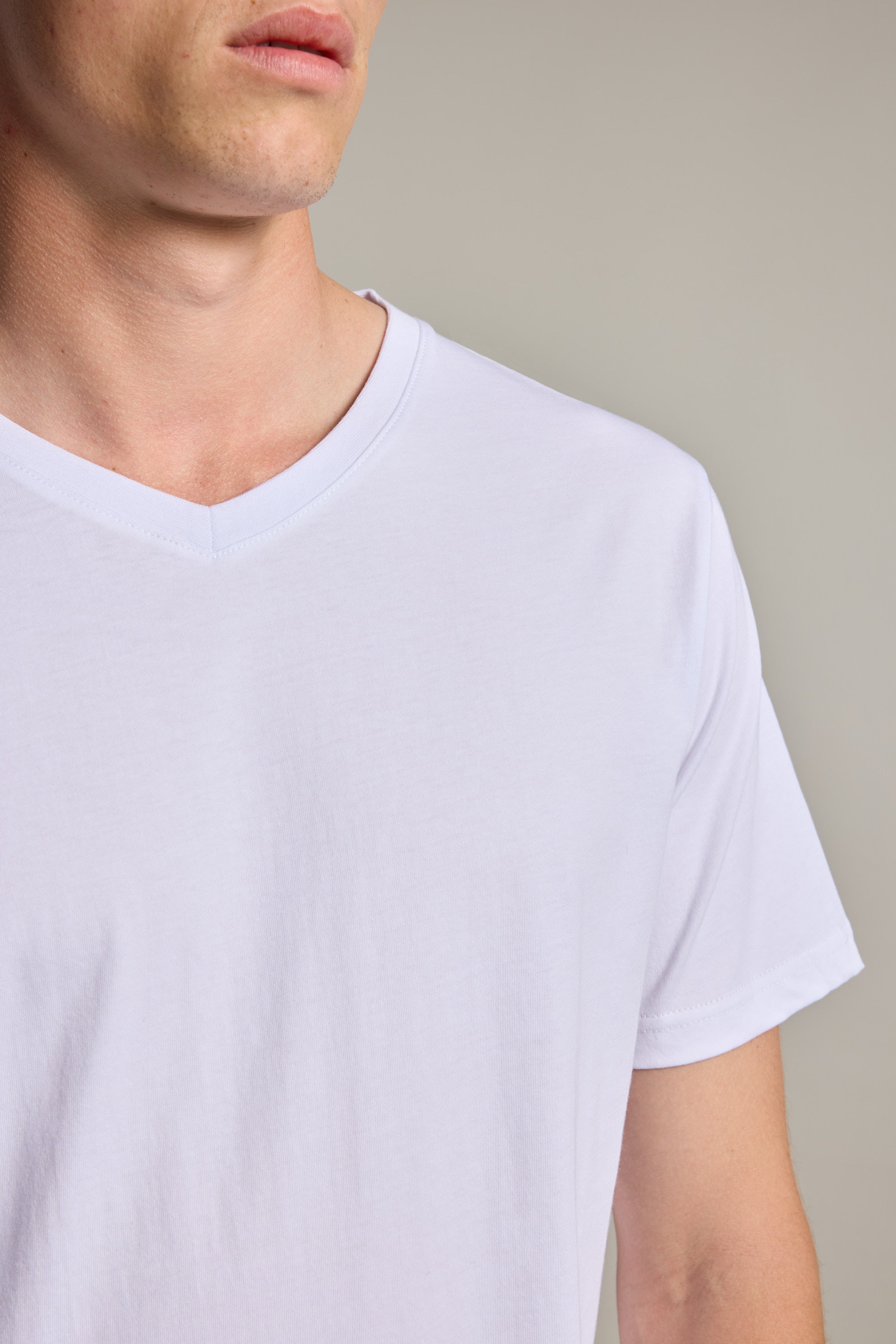 Barkers Organic Cotton V Neck Tee in white, classic fit, additional view