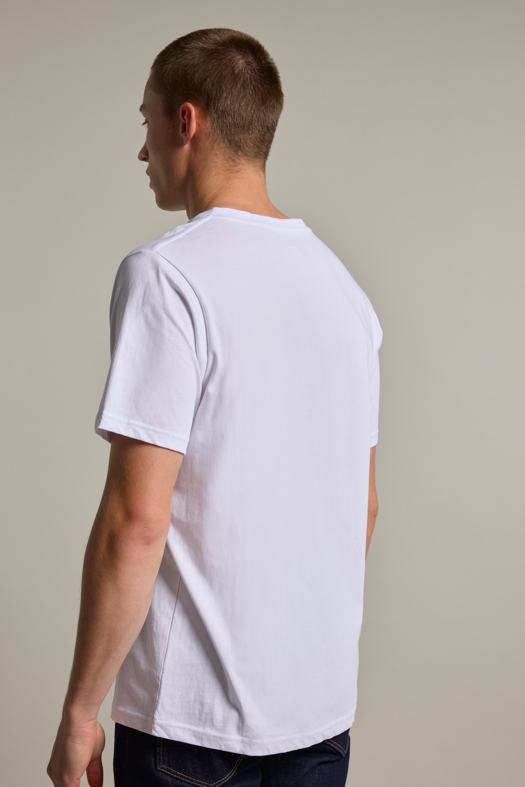 Barkers Organic Cotton V Neck Tee in white, classic fit, additional view