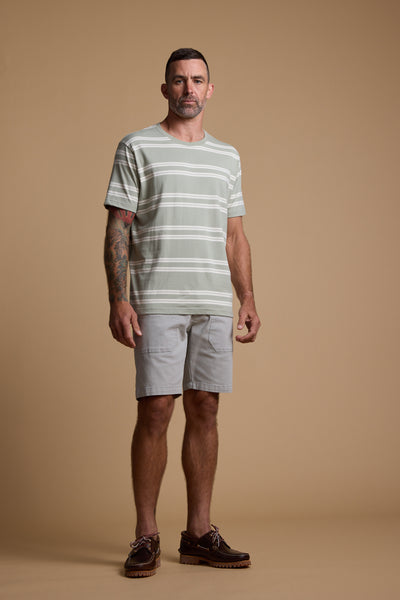 Barkers Northway Stripe Tee in sage, cotton