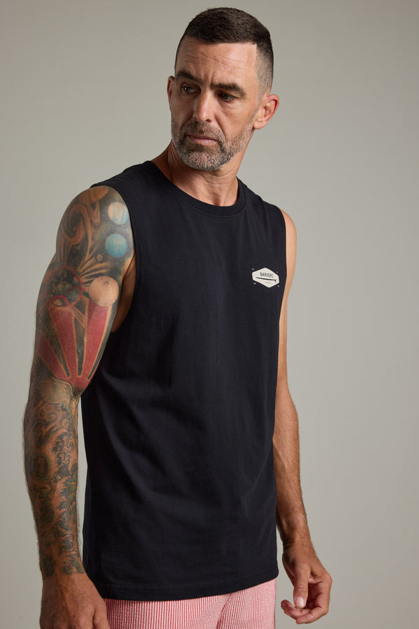 Barkers Supply Co Print Singlet in black, additional view