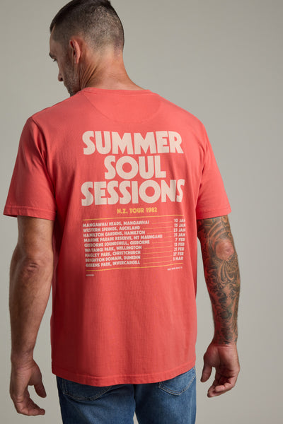 Barkers Summer Soul Sessions Print Tee in red, regular fit