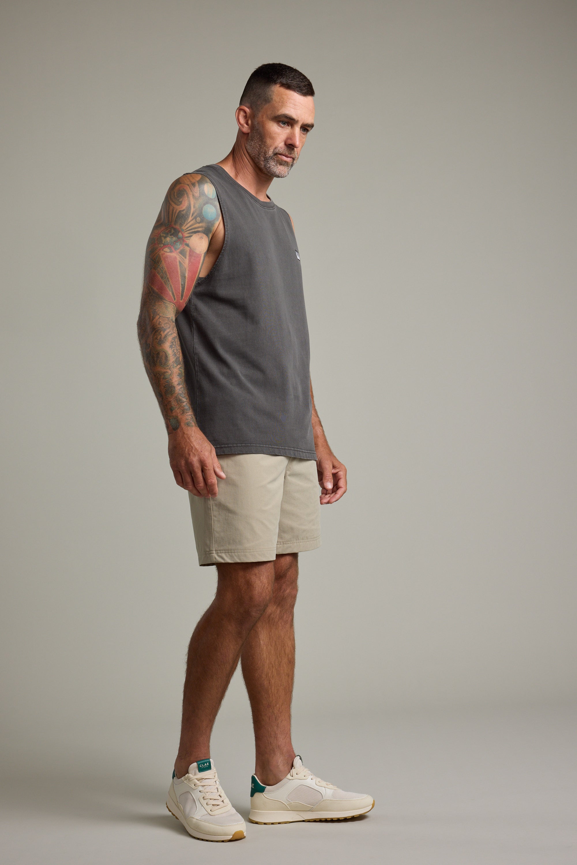 Barkers Newton Washed Singlet in washed black, additional view