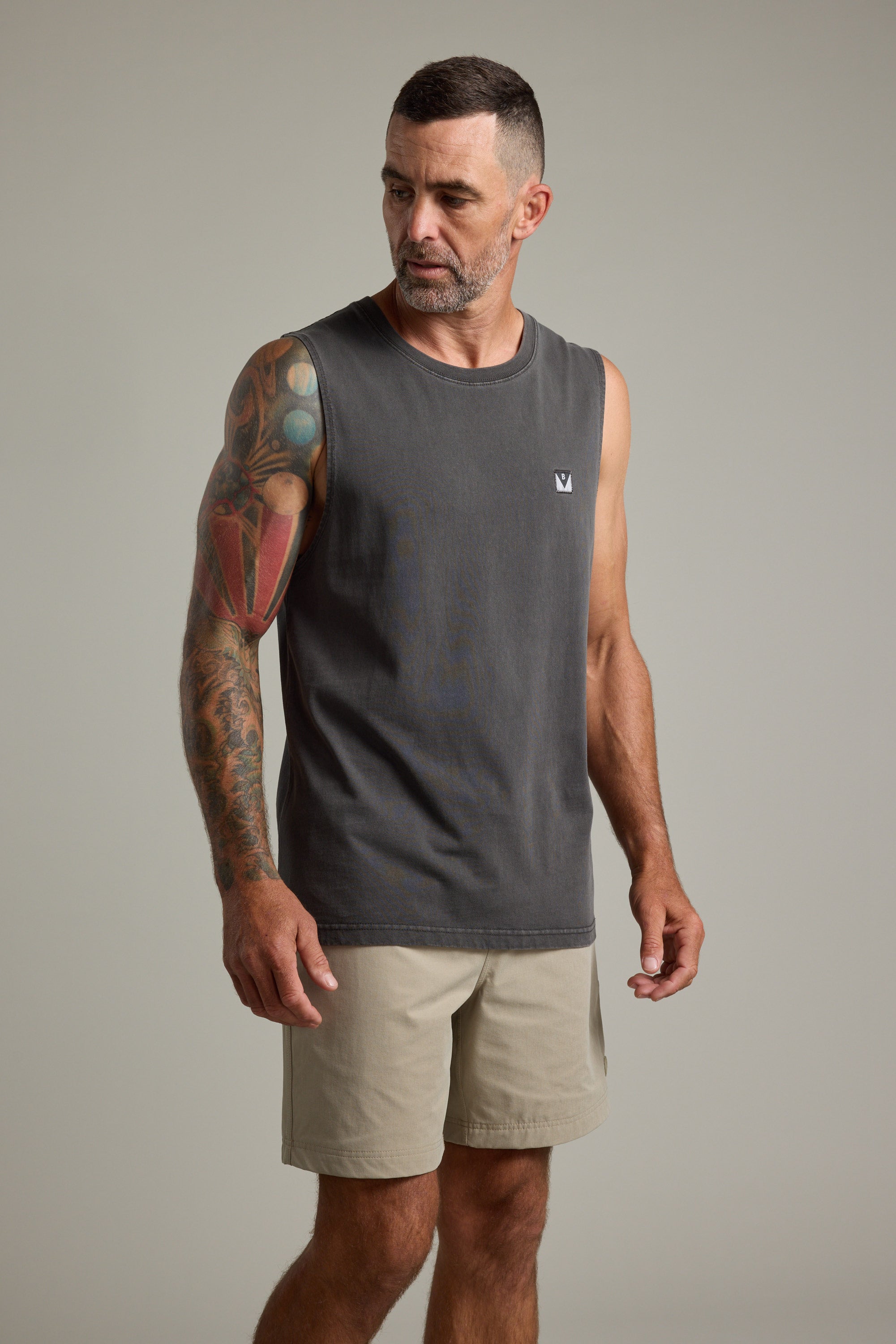 Barkers Newton Washed Singlet in washed black, additional view