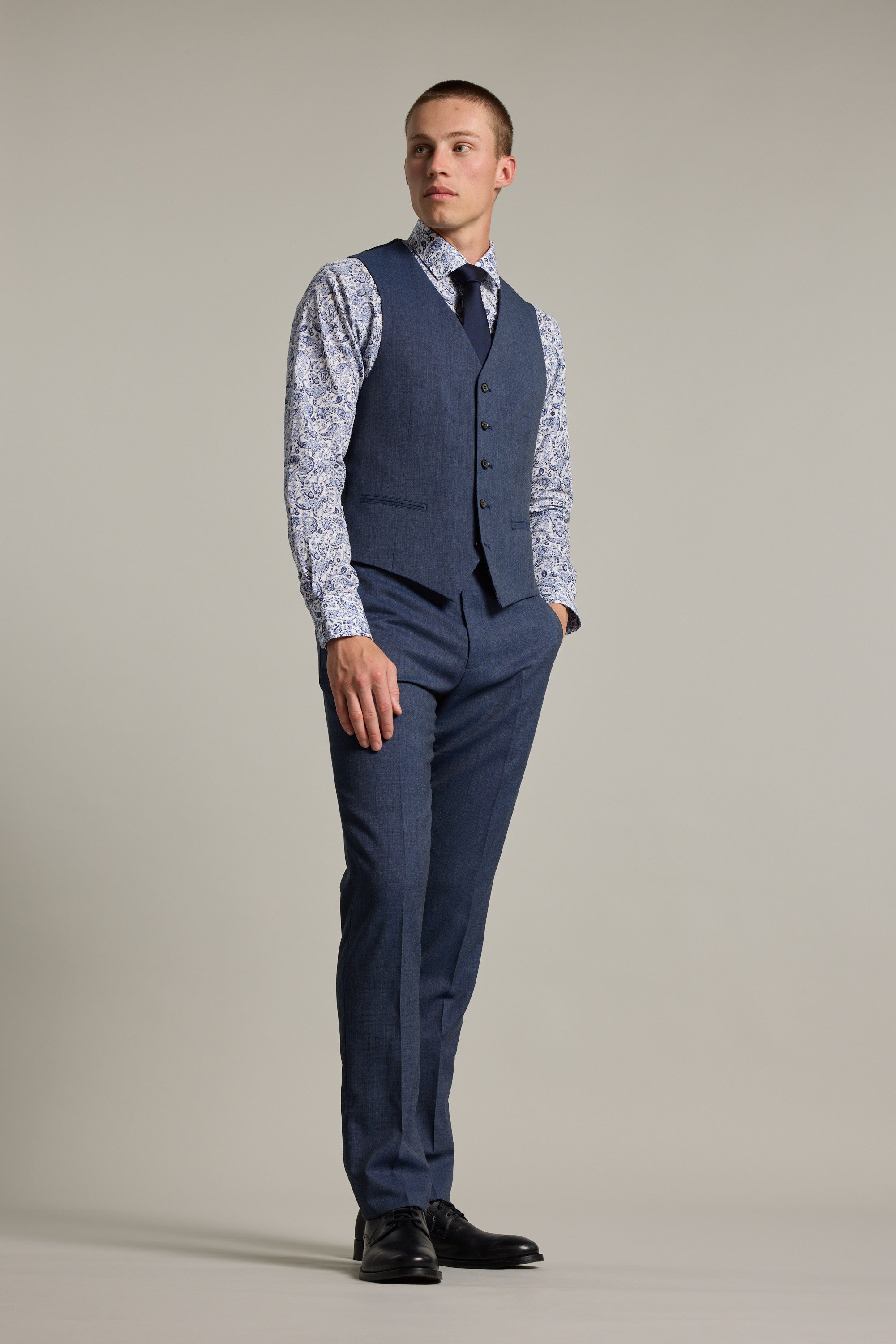Barkers Yeaton Texture Suit Trouser in blue, additional view