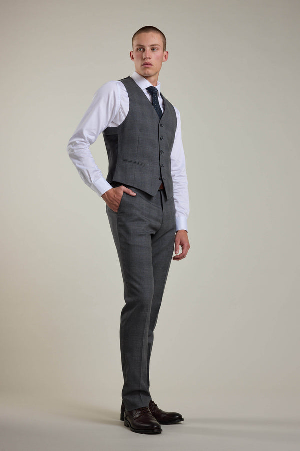 Barkers Ormsby Check Waistcoat in grey check, merino wool, additional view