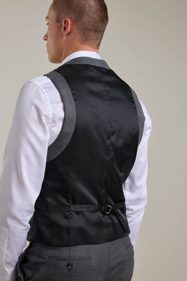 Barkers Ormsby Check Waistcoat in grey check, merino wool, additional view