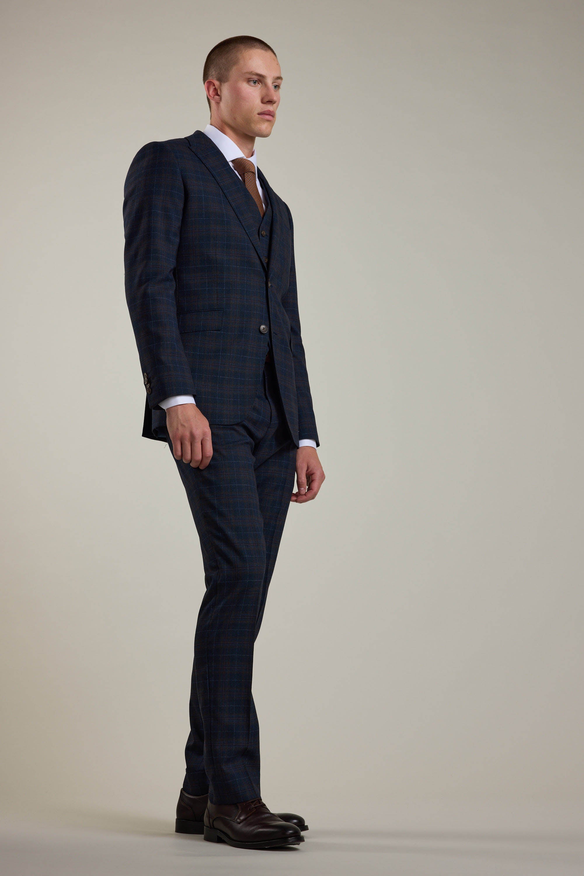 Barkers Lockhard Check Suit Trouser in navy check, alternate view