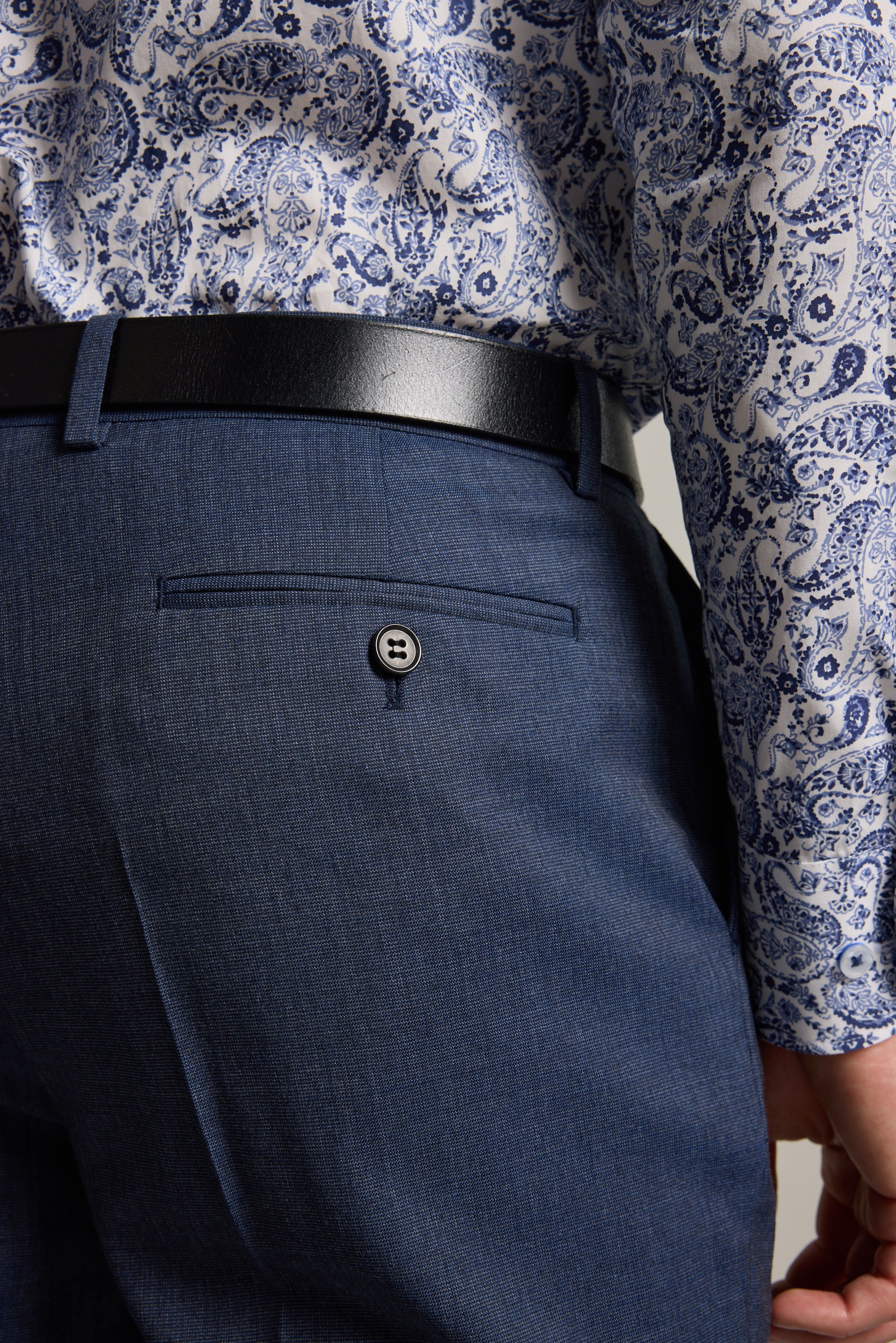 Barkers Yeaton Texture Suit Trouser in blue, additional view